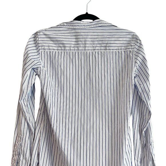 Frank & Eileen Grayson Navy Blue Stripe Cotton Button Down Shirt XS - Picture 9 of 11